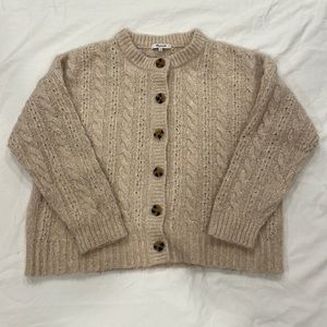 Madewell Wool Blend Cable Knit Button Front Cardigan Large